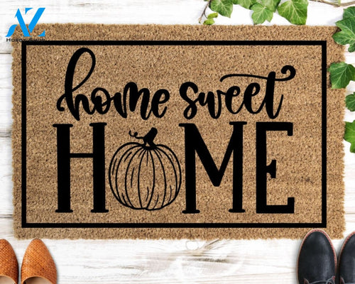 Home Sweet Home Pumpkin Door Mat Fall Doormat Welcome Mat Cute Pumpkin Fall Door Mat Fall Autumn Decor