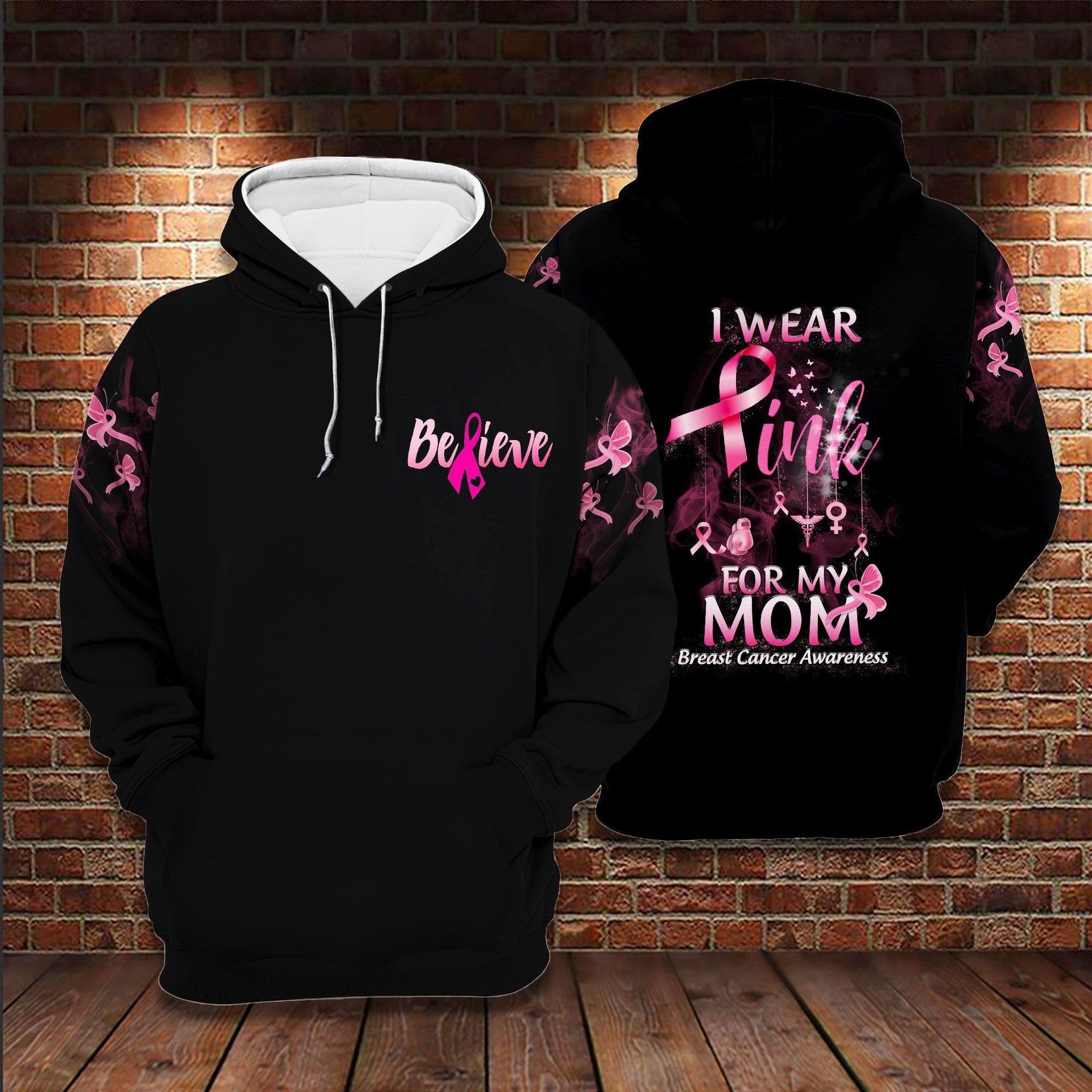 October Pink For Girl Woman Breast I Wear Pink For My Mom Unisex Hoodie