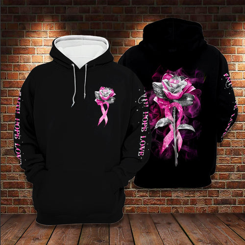 October Pink For Girl Woman Breast Rose Faith Hope Love Glitter Unisex Hoodie