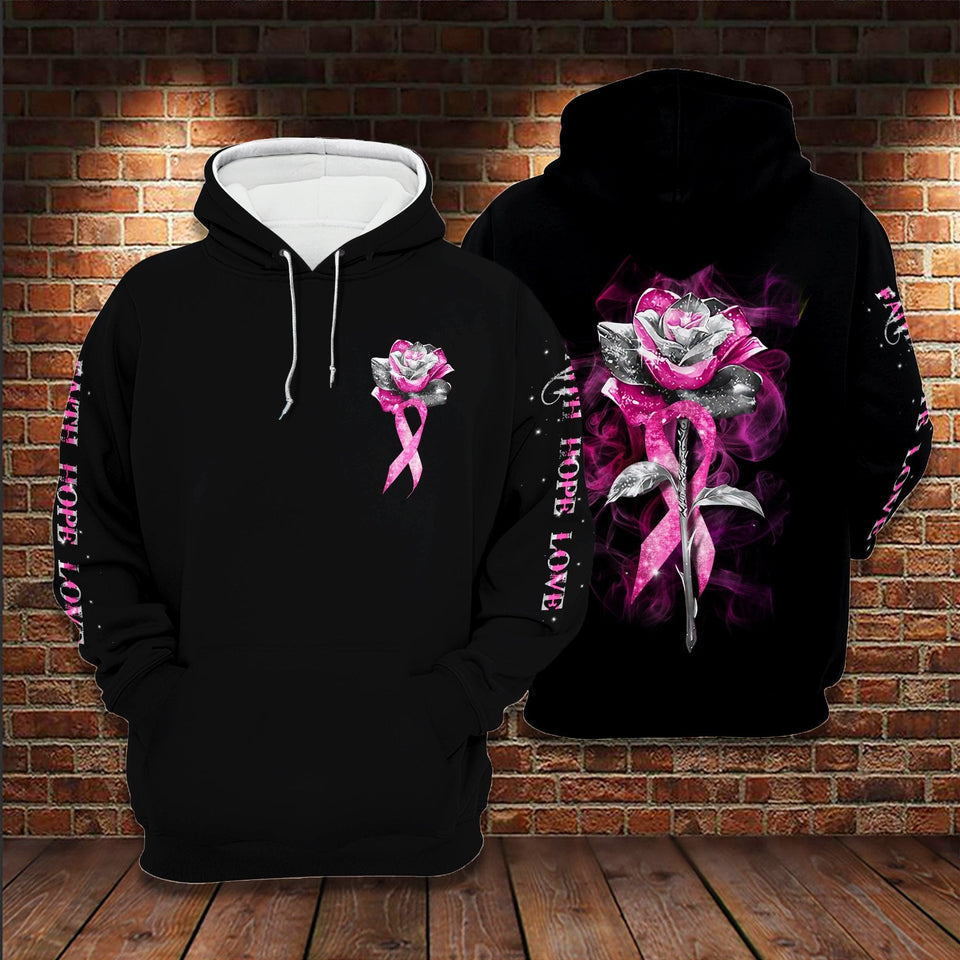 October Pink For Girl Woman Breast Rose Faith Hope Love Glitter Unisex Hoodie