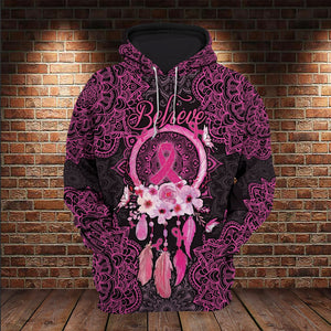 October Pink For Girl Woman Breastr Mandala Dreamcatcher Butterfly Unisex Hoodie