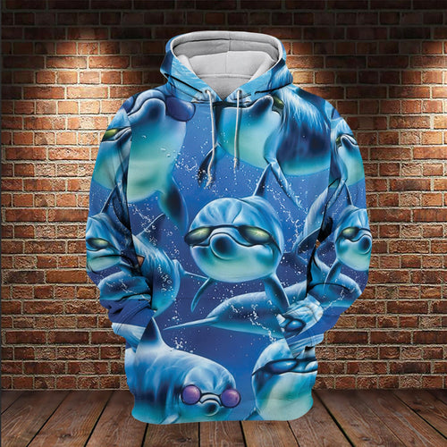 Squad Cool Sunglasses Dolphins All Over Print Dolphin Lover Gifts Unisex Hoodie