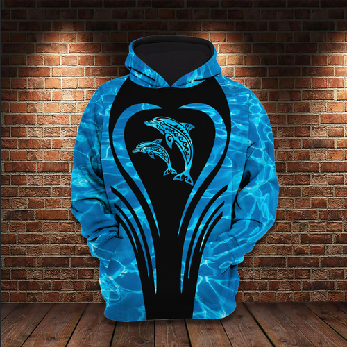 Dolphin Heart All Over Print Dolphin Lover Gifts Unisex Hoodie