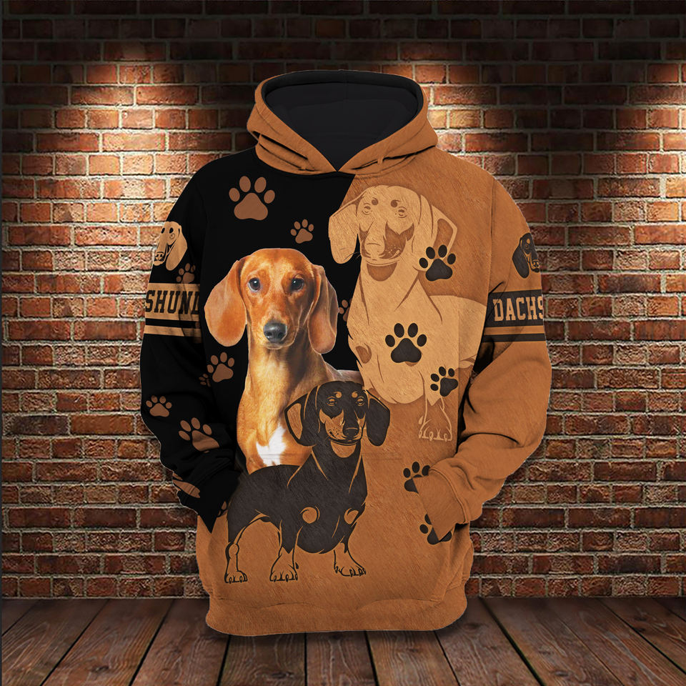 Dachshund Shadows All Over Print Unisex Hoodie Dog Lover Gifts