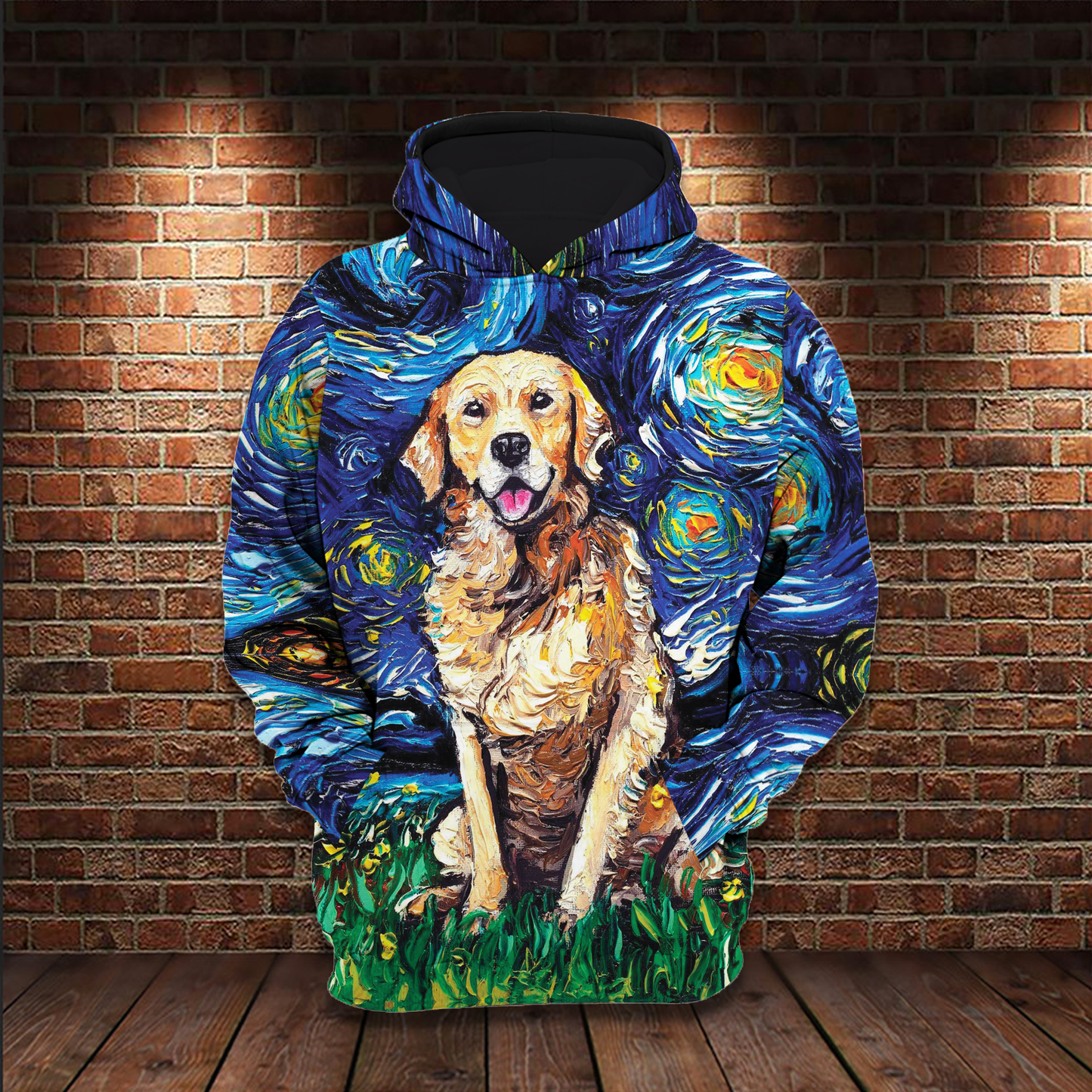 Starry Night Golden Retriever All Over Gift Print Unisex Hoodie Dog Lover Gifts
