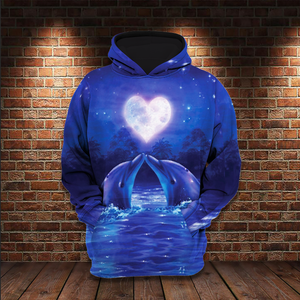 Dolphins Love Couple All Over Print Dolphin Lover Gifts Unisex Hoodie