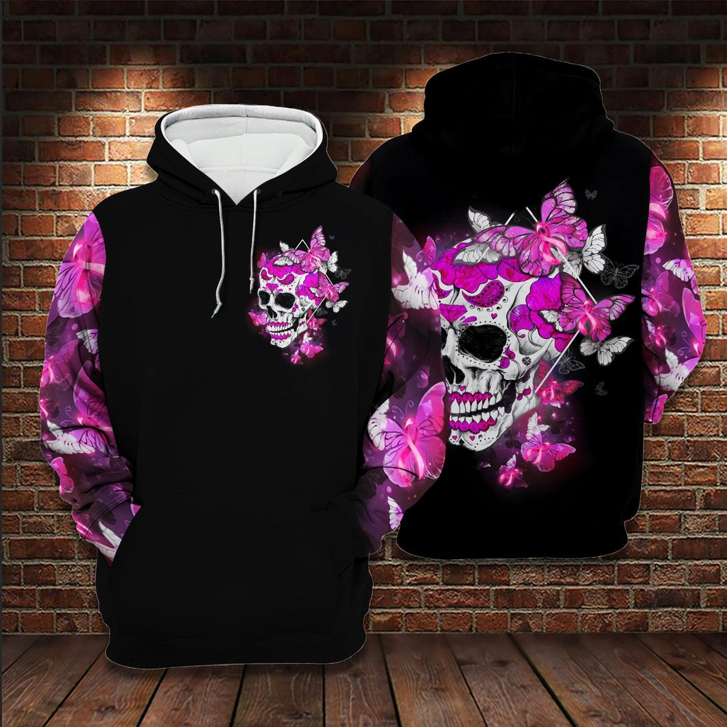 Sugar Skull Pink Breast Butterfly Unisex Hoodie