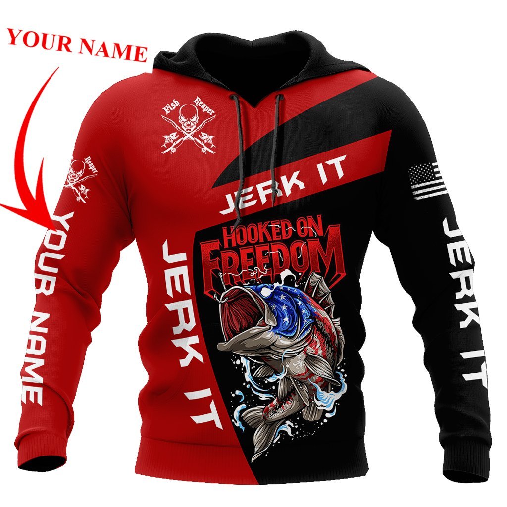 Fishing Gifts Hooked On Freedom Fishing Personalized Unisex Hoodie