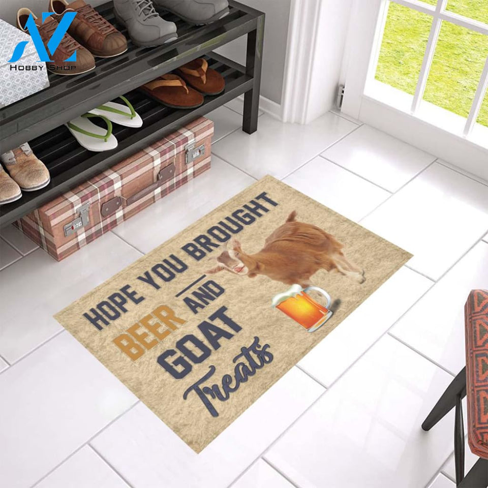 Hope You Brought Beer And Goat Treats Indoor And Outdoor Doormat Warm House Gift Welcome Mat Gift For Goat Lovers Best Gift Idea For Farmer