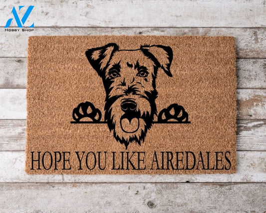 Hope You Like Airdales Welcome Mat Perfect Gift for Dog Owner Pet Lover Personalized Doormat New Home Decor |