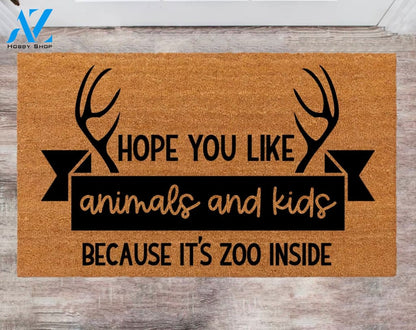 Hope you like animals and kids Custom Cute Doormat Family Name Rug Christmas Gift Monogram Rug