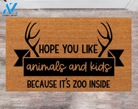 Hope you like animals and kids Custom Cute Doormat Family Name Rug Christmas Gift Monogram Rug
