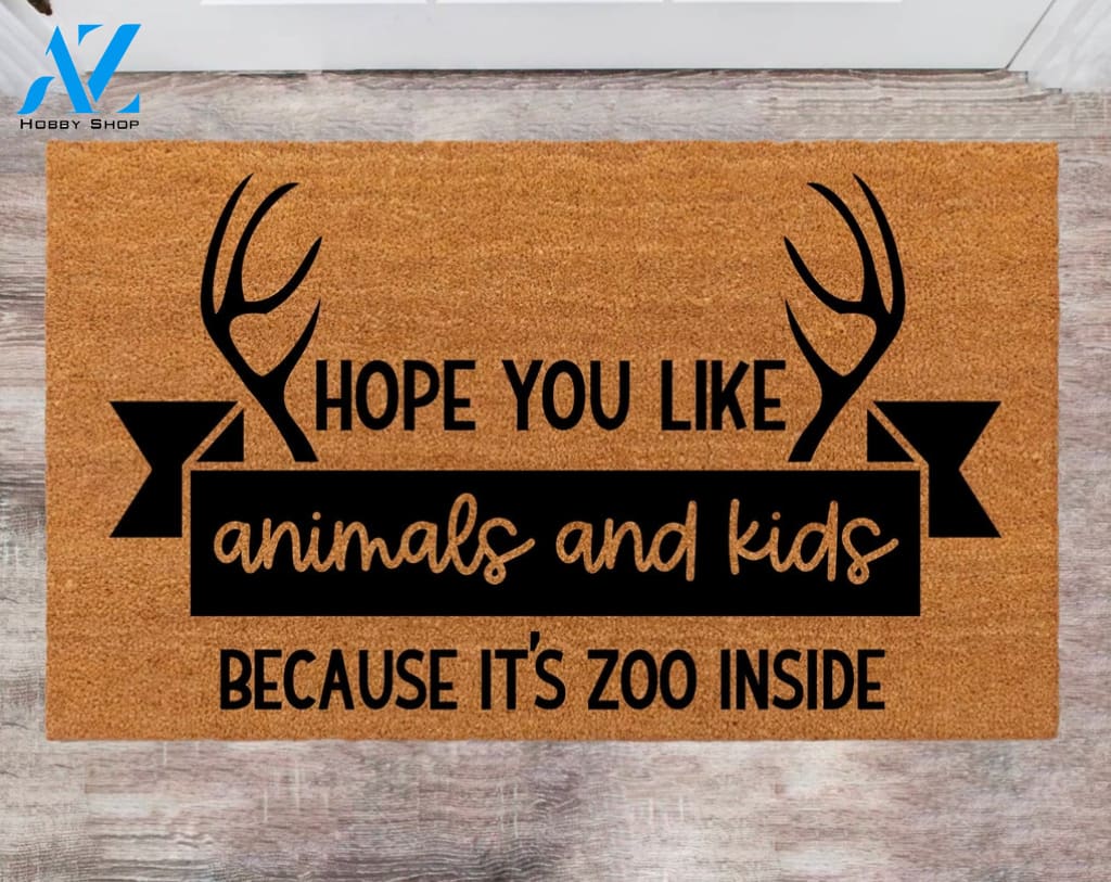 Hope you like animals and kids Custom Cute Doormat Family Name Rug Christmas Gift Monogram Rug