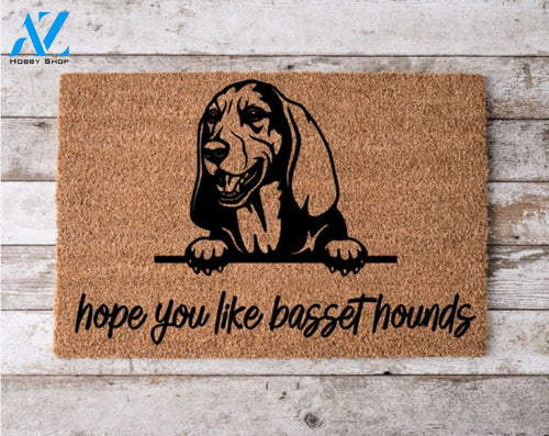 Hope You Like Basset Hound Dogs Welcome Mat Perfect Gift for Dog Owner Pet Lover Personalized Doormat New Home
