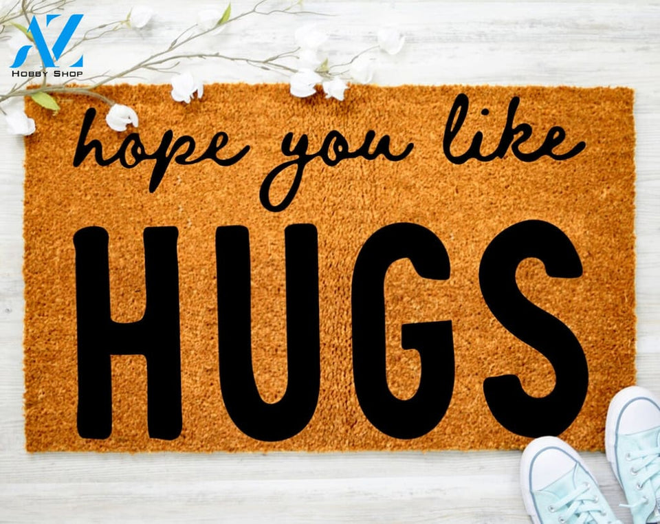 Hope You like Hugs Doormat Cute Family Doormat Housewarming Doormat Coir doormat Client Gifts Ho&me Doormat