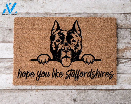 Hope You Like Staffordshire Terriers Welcome Mat Perfect Gift for Dog Owner Pet Lover Personalized Doormat New