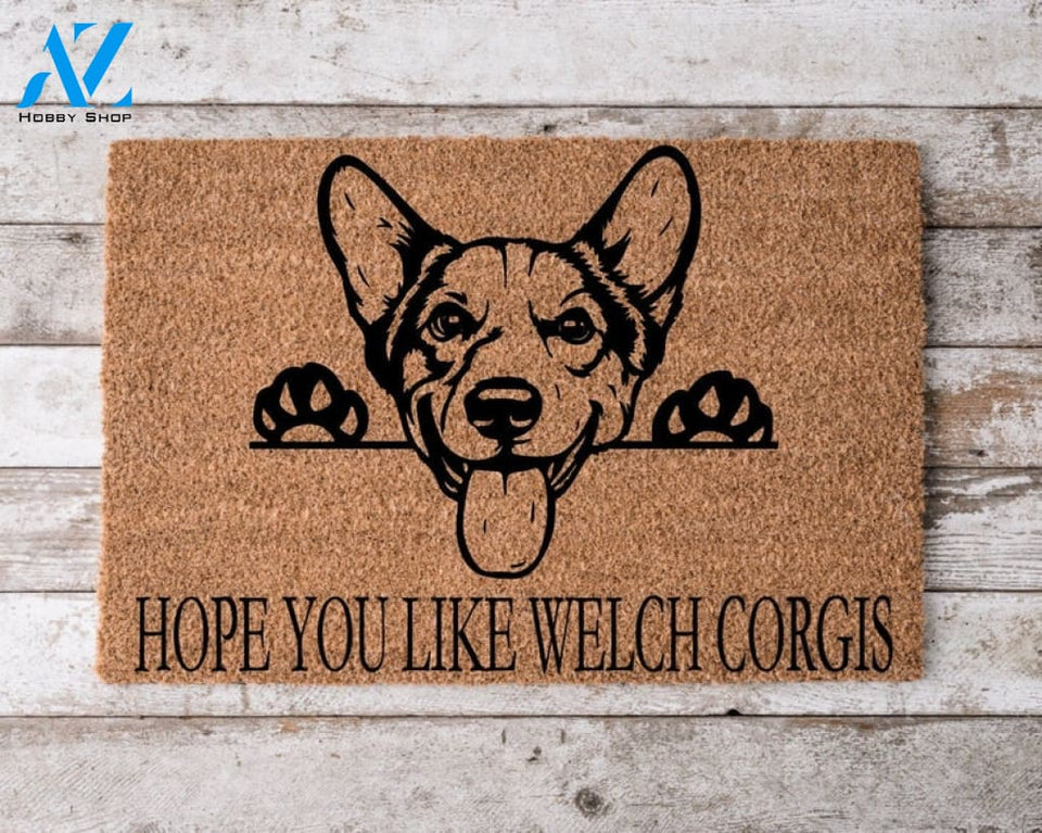 Hope You Like Welsh Corgis Welcome Mat Perfect Gift for Dog Lovers Personalized Door Mat Home Decor Housewarming