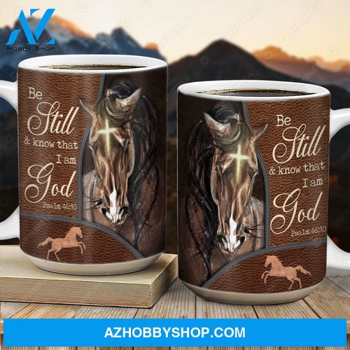 Horse drawing, The amazing horse, Be still and know that I am God - Jesus AOP Mug