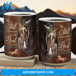 Horse drawing, The amazing horse, Be still and know that I am God - Jesus AOP Mug