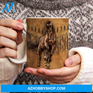 Horse drawing, The amazing horse, Leather pattern - Horse AOP Mug