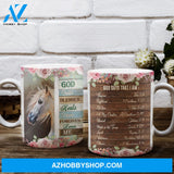 Horse, Flower, Bible - God created, blesses, heals, forgives, loves me Jesus AOP Mug