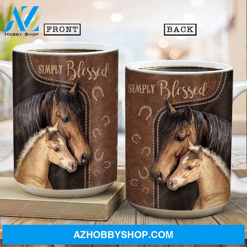 Horse painting, Horse father and son, Leather pattern, Simply Blessed - Jesus AOP Mug