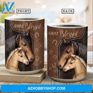 Horse painting, Horse father and son, Leather pattern, Simply Blessed - Jesus AOP Mug