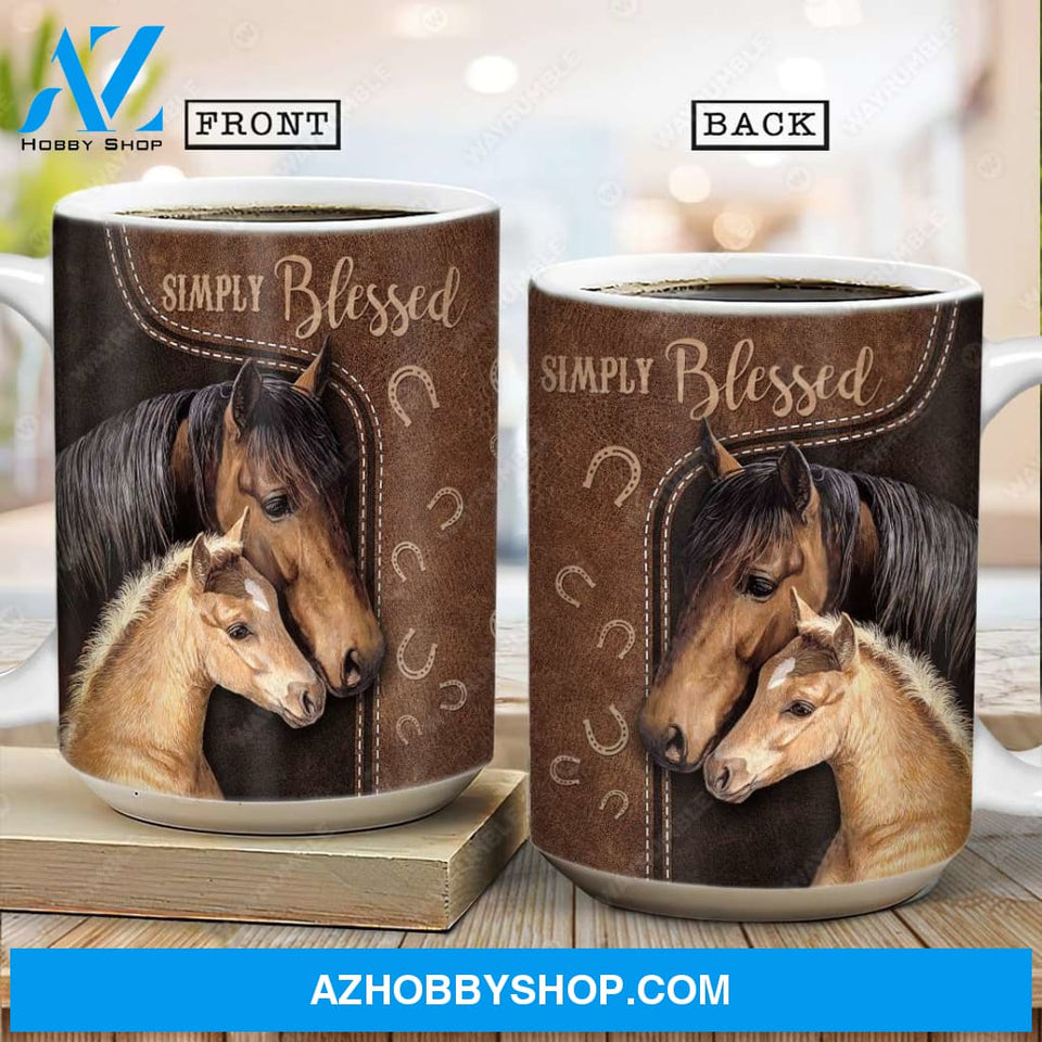 Horse painting, Horse father and son, Leather pattern, Simply Blessed - Jesus AOP Mug