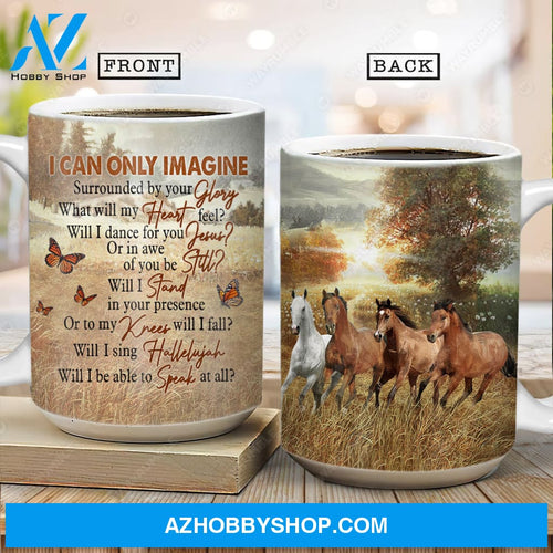 Horse painting, Running horses, On the grassland, I can only imagine - Jesus AOP Mug
