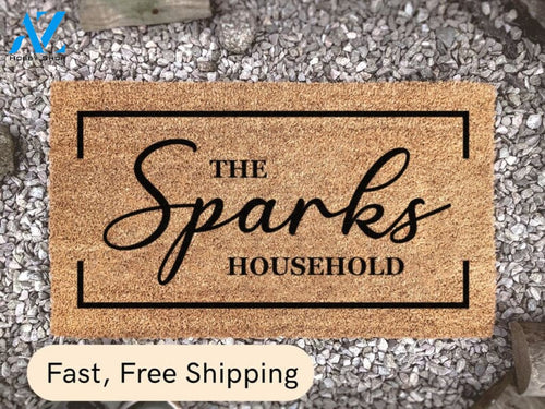 Household Customized Doormat - Personalized Family Name Rug - Entry Way - Home Decor - Last Name Doormat - Housewarming