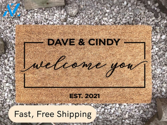Housewarming Family Name Doormat - New Couple Gift - Doormat Personalized - Custom Doormat - Established Date - Home