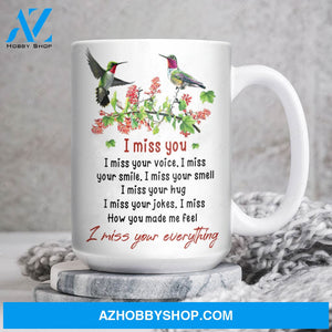 Hummingbird, Flower tree, I miss your everything - Heaven White Mug