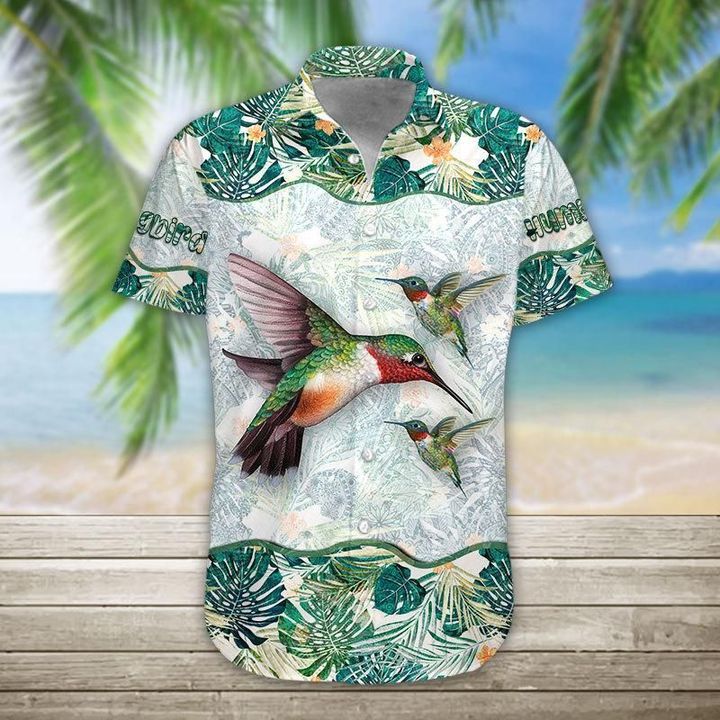 Hummingbird Hawaiian Graphic Print Short Sleeve 