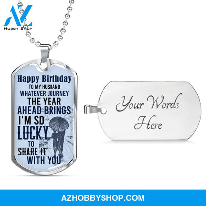 Husband Birthday - Graphical Dog Tag & Ball chain (steel)