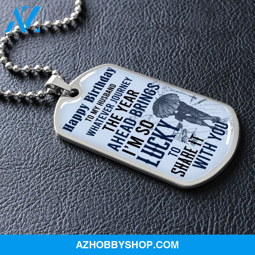 Husband Birthday - Graphical Dog Tag & Ball chain (steel)