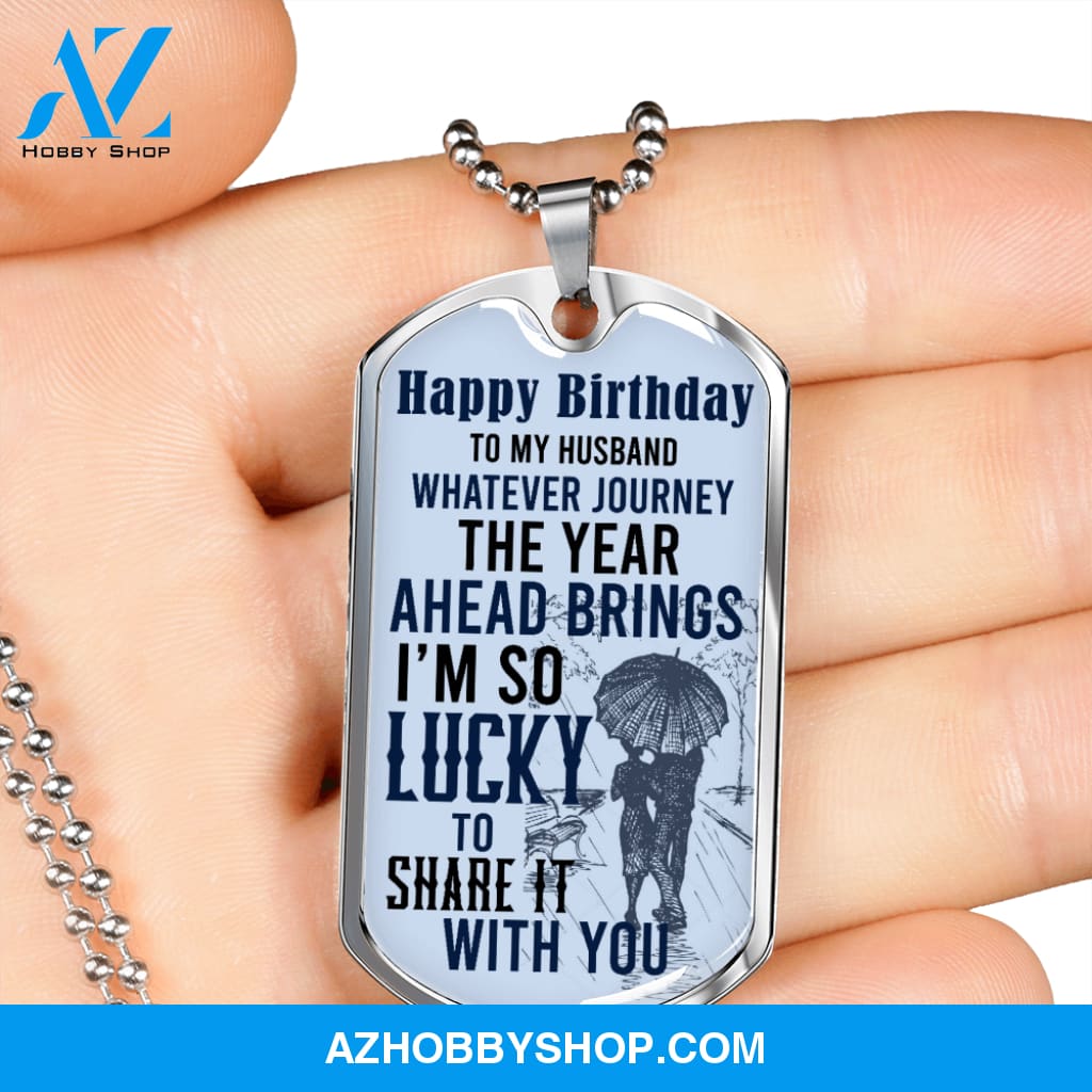 Husband Birthday - Graphical Dog Tag & Ball chain (steel)