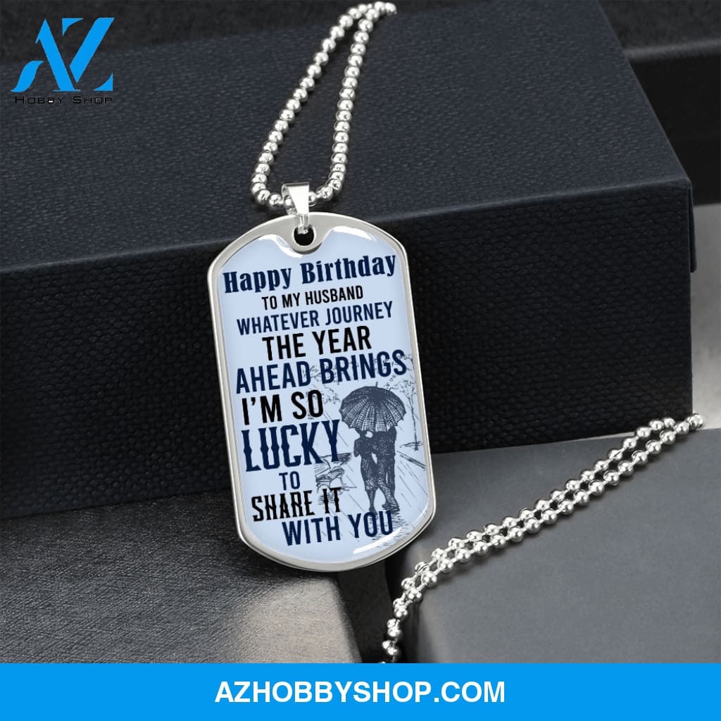 Husband Birthday - Graphical Dog Tag & Ball chain (steel)