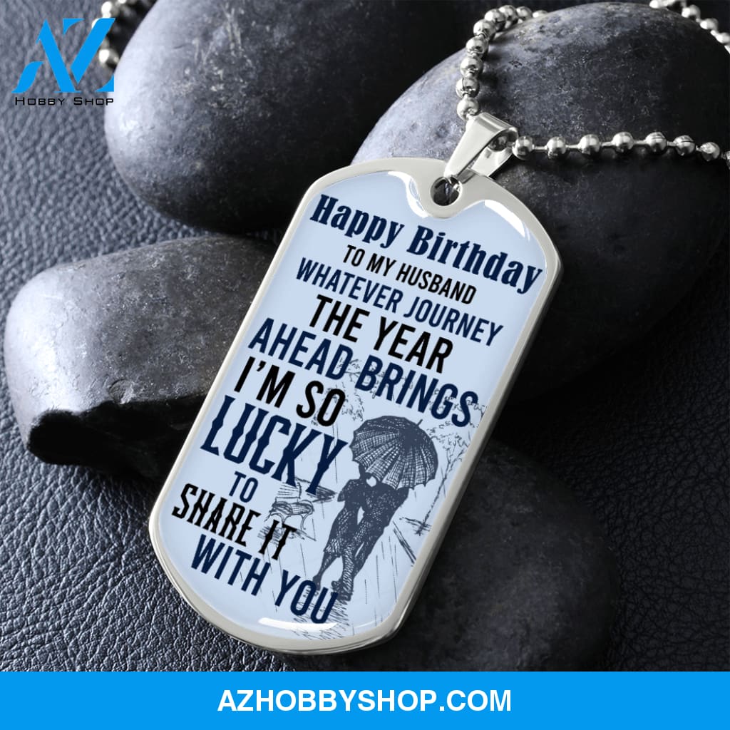 Husband Birthday - Graphical Dog Tag & Ball chain (steel)
