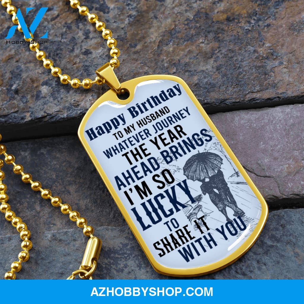 Husband Birthday - Graphical Dog Tag & Ball chain (steel)