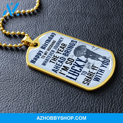 Husband Birthday - Graphical Dog Tag & Ball chain (steel)
