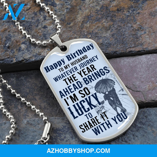 Husband Birthday - Graphical Dog Tag & Ball chain (steel)