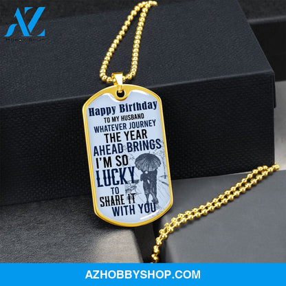 Husband Birthday - Graphical Dog Tag & Ball chain (steel)
