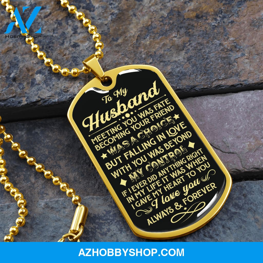 Husband - Gave My Heart - Military Necklace