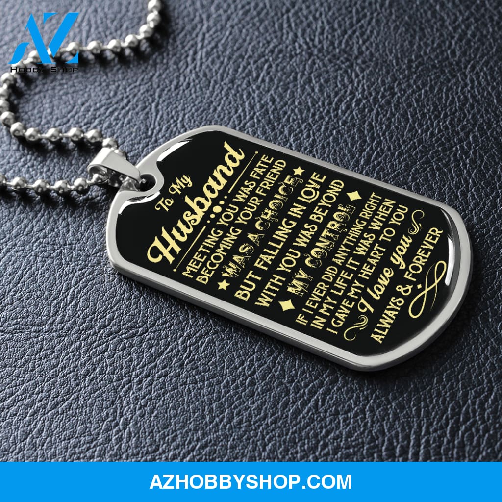 Husband - Gave My Heart - Military Necklace