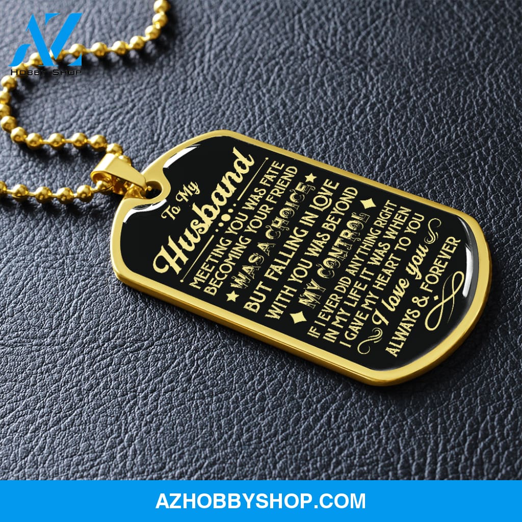 Husband - Gave My Heart - Military Necklace