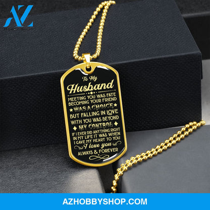 Husband - Gave My Heart - Military Necklace
