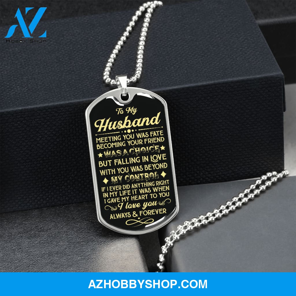 Husband - Gave My Heart - Military Necklace