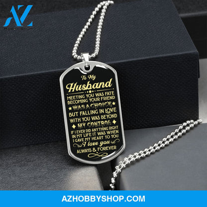 Husband - Gave My Heart - Military Necklace