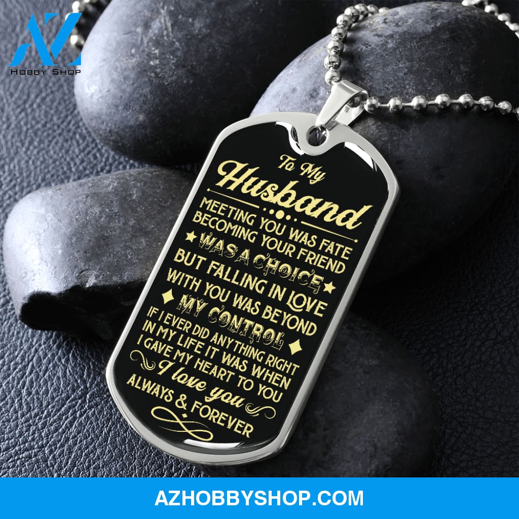 Husband - Gave My Heart - Military Necklace