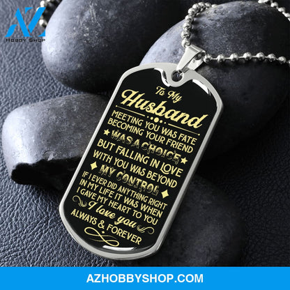 Husband - Gave My Heart - Military Necklace